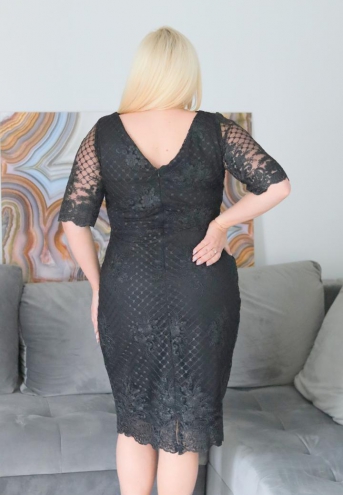Sukienka Aubrey ołówkowa ekskluzywna koronkowa czarna
