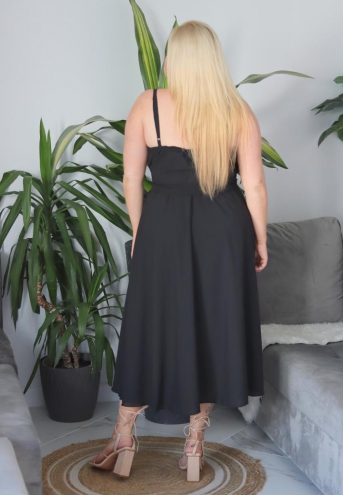 Sukienka Alice o długości maxi rozkloszowana zwiewna kopertowy dekolt szyfon pastelowa czarna