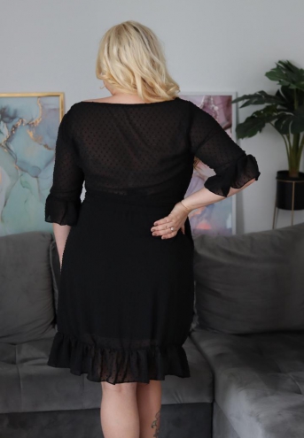 Sukienka Hailey rozkloszowana zwiewna kopertowy dekolt szyfon bubble czarna
