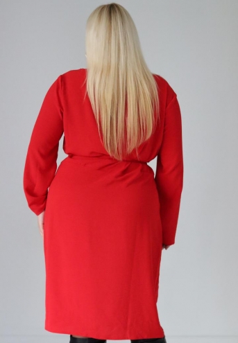 Sukienka Ortena szmizjerka klsyczna ołówkowa wiskoza czerwona