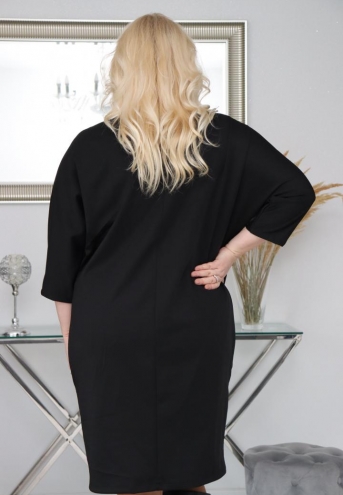Sukienka Sequin oversize z efektownym dekoltem czarna