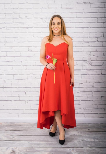 Sukienka Giulia gorsetowa asymetryczna rozkloszowana czerwona