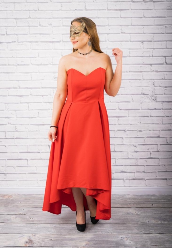 Sukienka Giulia gorsetowa asymetryczna rozkloszowana czerwona