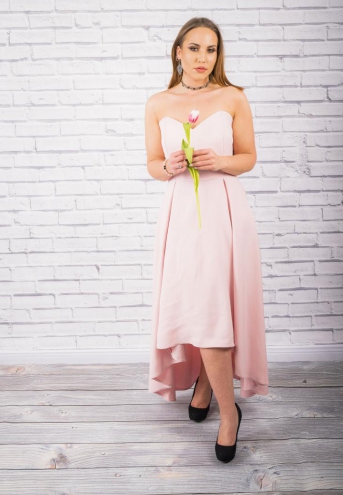 Sukienka Giulia gorsetowa asymetryczna rozkloszowana pastelowy róż
