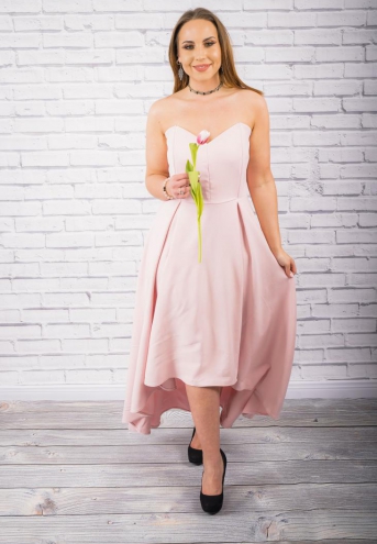 Sukienka Giulia gorsetowa asymetryczna rozkloszowana pastelowy róż