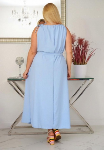 Sukienka Loti na ramiączka oversize wiskoza błękitna