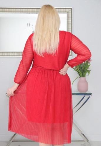 Sukienka Nessa kopertowa plisowana dzianina czerwona