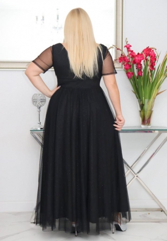 Sukienka Zanzilla z brokatowym tiulem kopertowy dekolt czarna