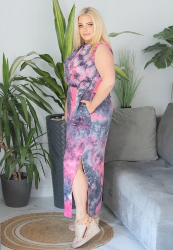 Sukienka Zoja z wiązaniem na plecach maxi oversize 100% WISKOZA amarantowe mazgaje