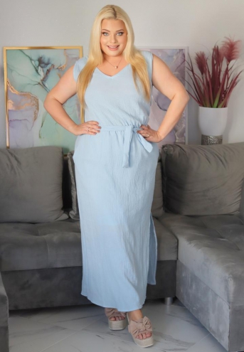 Sukienka Demeter maxi oversize 100% BAWEŁNA muślin błękit