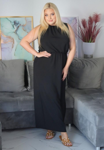 Sukienka Zoja z wiązaniem na plecach maxi oversize 100% WISKOZA czarna