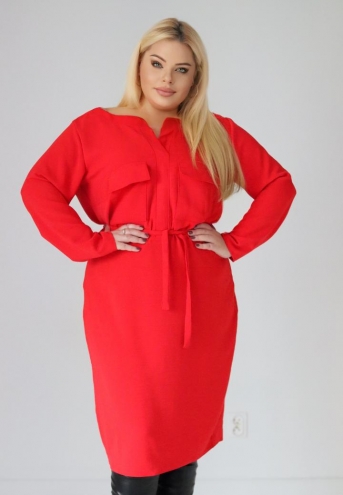 Sukienka Ortena szmizjerka klsyczna ołówkowa wiskoza czerwona