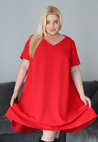Sukienka Dalia trapezowa dzwonek oversize czerwona