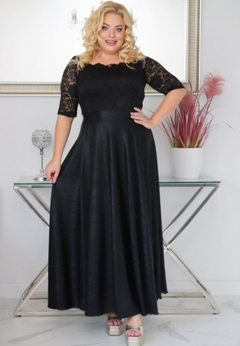Sukienka Tamara maxi wieczorowa rozkloszowana ekskluzywna hiszpanka koronka czarna