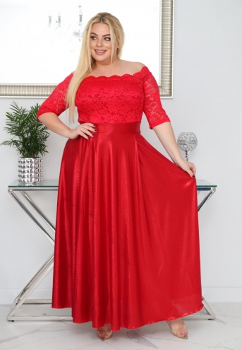 Sukienka Tamara maxi wieczorowa rozkloszowana ekskluzywna hiszpanka koronka czerwona