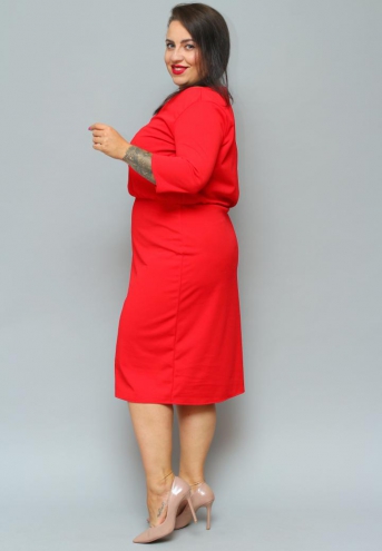 Sukienka Jolanda dzianinowa z marszczoną gumą czerwona