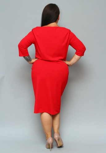 Sukienka Jolanda dzianinowa z marszczoną gumą czerwona