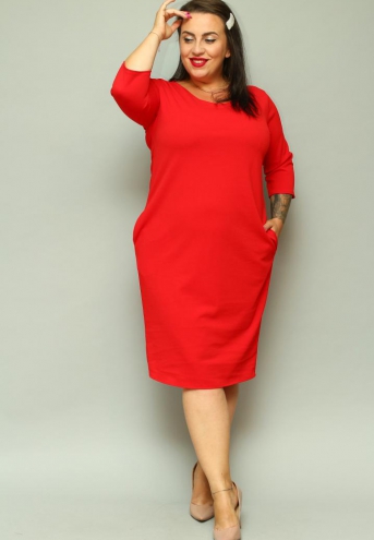 Sukienka Sylvia bombka oversize kieszenie czerwona gładka