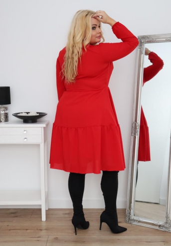 Sukienka Latina rozkloszowana szyfonowa lekka zwiewna czerwona