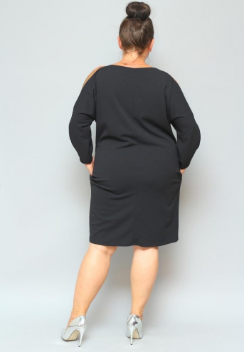 Sukienka Chiara oversize cekiny cyrkonie czarna gładka