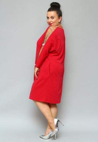 Sukienka Chiara oversize cekiny cyrkonie czerwona BRILLIANCE