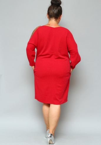 Sukienka Chiara oversize cekiny cyrkonie czerwona BRILLIANCE
