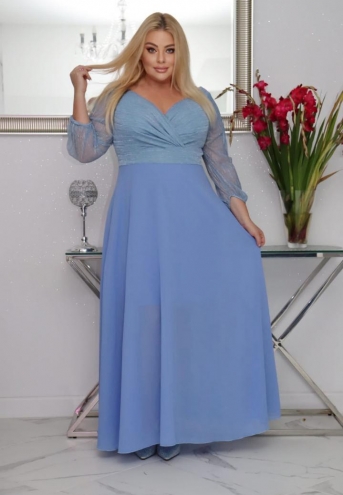 Sukienka Lozana lekka zwiewna rozkloszowana błękitna