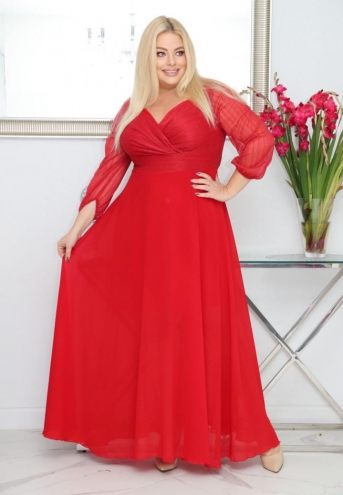 Sukienka Lozana lekka zwiewna rozkloszowana czerwona