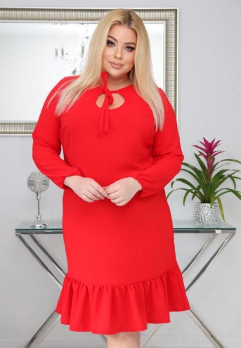 Sukienka Jenny zwiewna lekka wiskoza naturalna czerwona