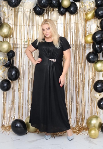Sukienka Mistea ekskluzywna z elegancką ozdobą w pasie czarna