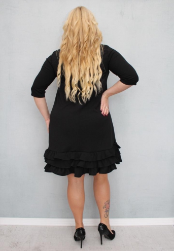 Sukienka Milagros trapezowa falbanki FLAMENCO czarna