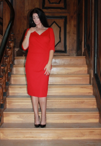 Sukienka Olivia kopertowy dekolt czerwona gładka