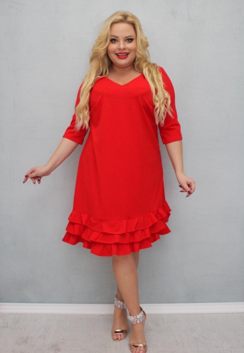 Sukienka Milagros trapezowa falbanki FLAMENCO czerwona