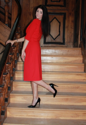 Sukienka Olivia kopertowy dekolt czerwona gładka