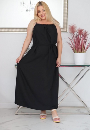 Sukienka Loti na ramiączka oversize wiskoza czarna
