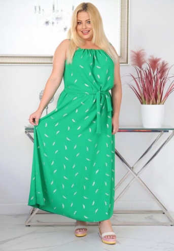 Sukienka Loti na ramiączka oversize wiskoza piórka zielona