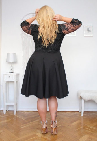 Sukienka Mariposa rozkloszowana ekskluzywna koronka czarny