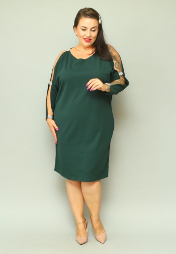 Sukienka Chiara oversize cekiny cyrkonie butelkowa zieleń gładka
