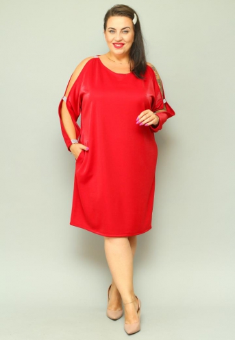 Sukienka Chiara oversize cekiny cyrkonie czerwona MOONLIGHT