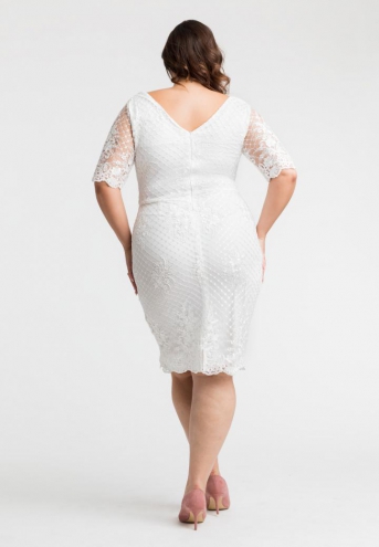 Sukienka Aubrey ołówkowa ekskluzywna koronkowa ecru ŚLUB POPRAWINY