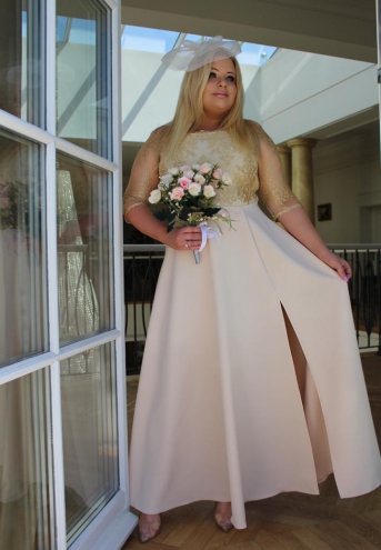 Złota suknia ślubna Marissa Gold szyta na miarę
