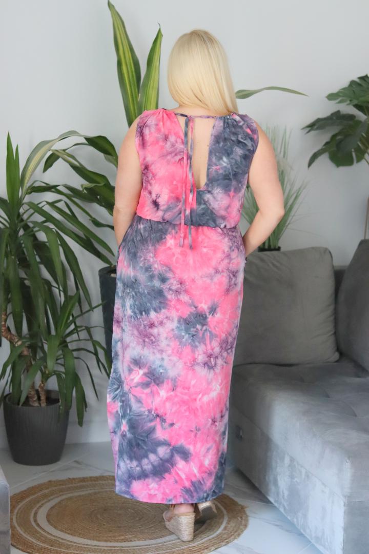Sukienka Zoja z wiązaniem na plecach maxi oversize 100% WISKOZA amarantowe mazgaje