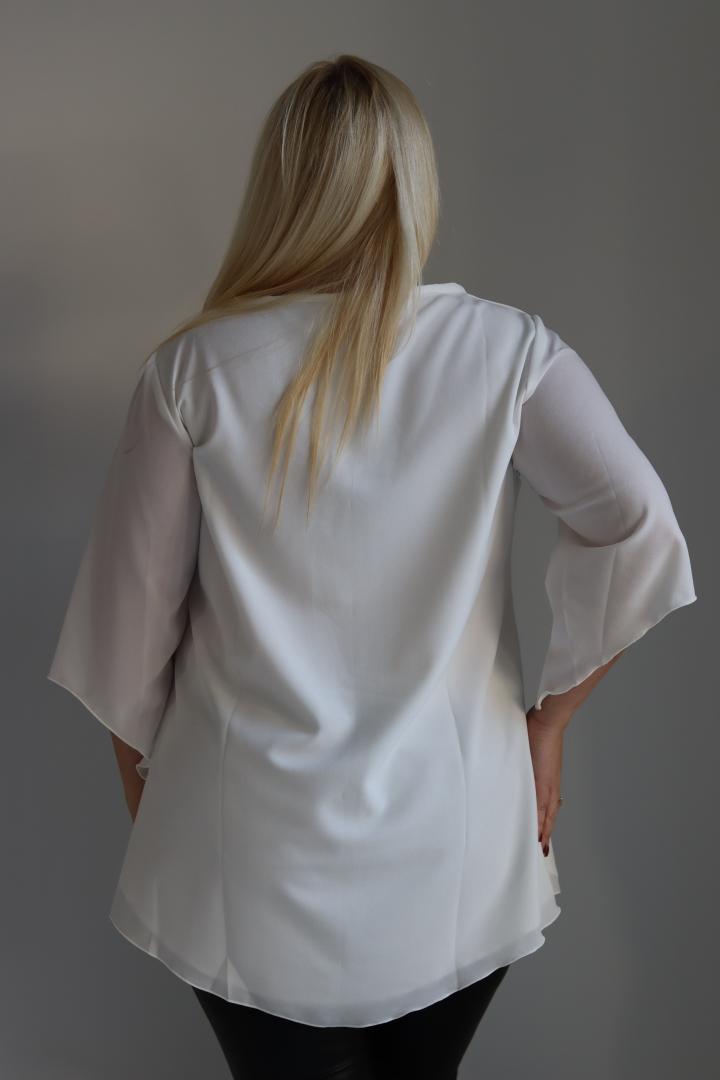 GLAMOUR bluzka tunika Silla szyfonowa lekka zwiewna biała