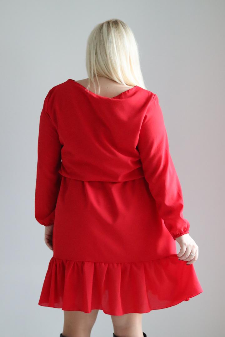Sukienka Janet zwiewna lekka szyfon falbanki czerwona