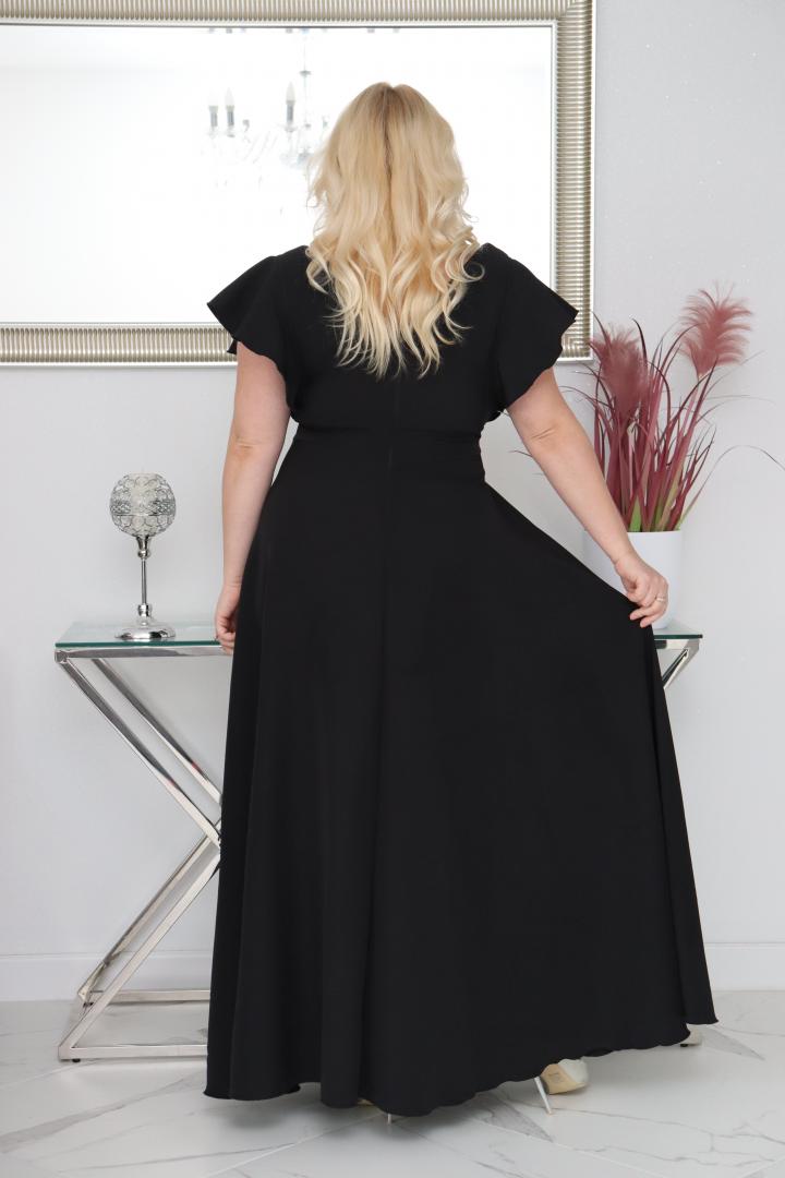 Sukienka Colette rozkloszowana long wieczorowa kopertowy dekolt czarna