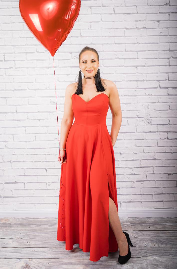 Sukienka Serena gorsetowa maxi długość rozkloszowana czerwona