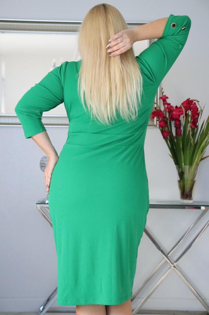 Sukienka Margo z guzikami kopertowy dekolt zielona