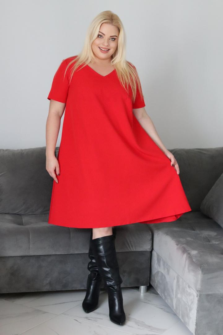 Sukienka Dalia trapezowa dzwonek oversize czerwona